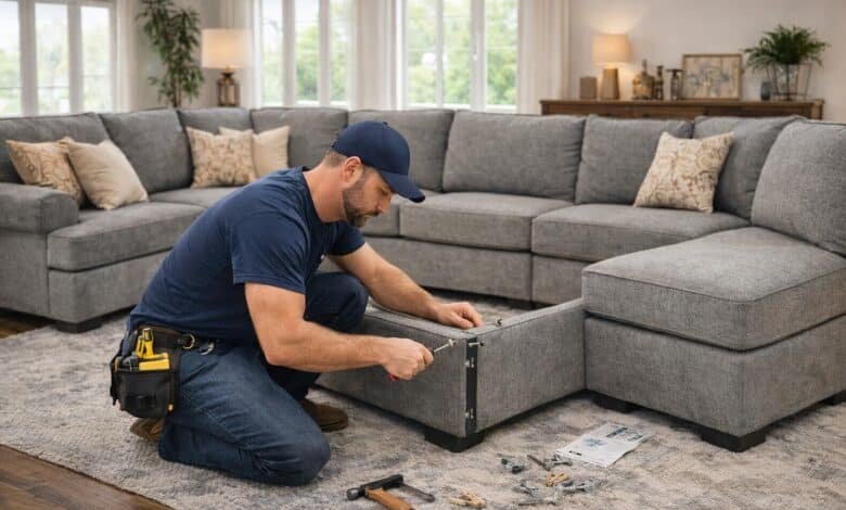 Professional Ashley Furniture sectional sofa assembly in Boca Raton, Florida