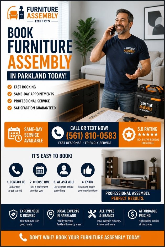 Book Furniture Assembly in Parkland FL