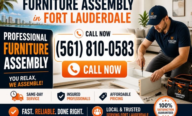 Professional furniture assembly service in Fort Lauderdale FL with same day service and expert technician assembling furniture