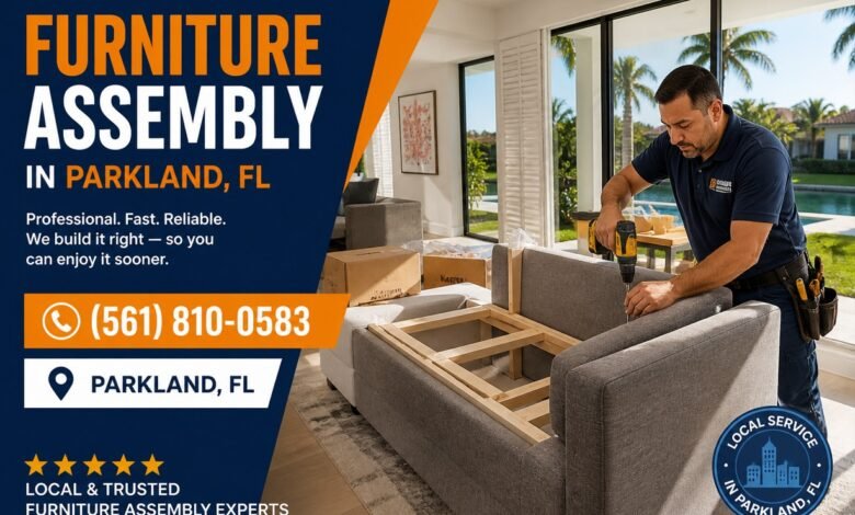 Furniture assembly service in Parkland FL technician working in modern home