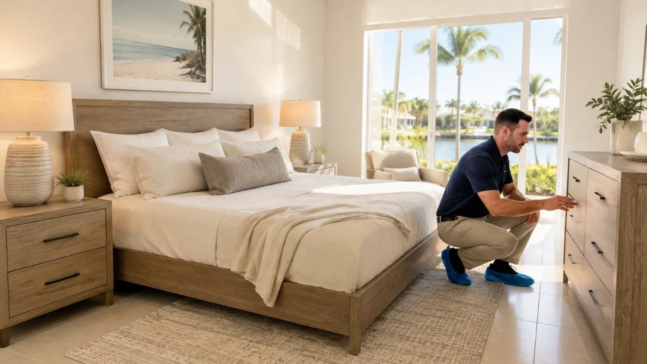 Completed professional furniture assembly in a South Florida home