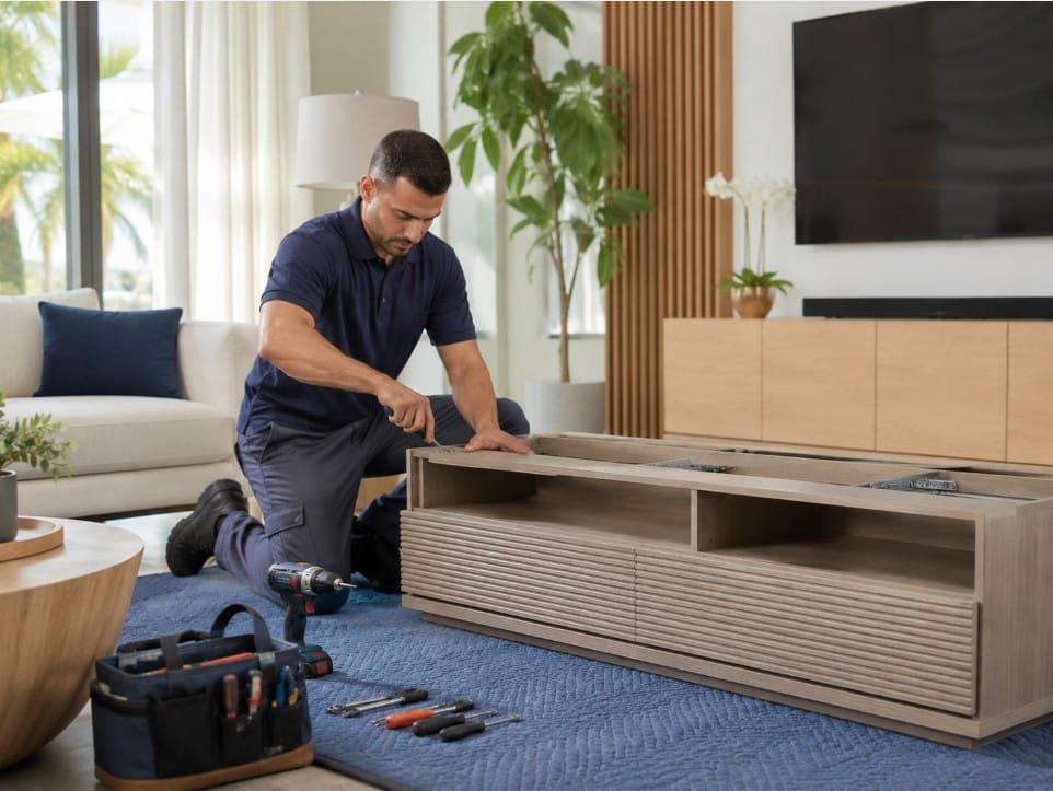 Dresser and TV stand furniture assembly