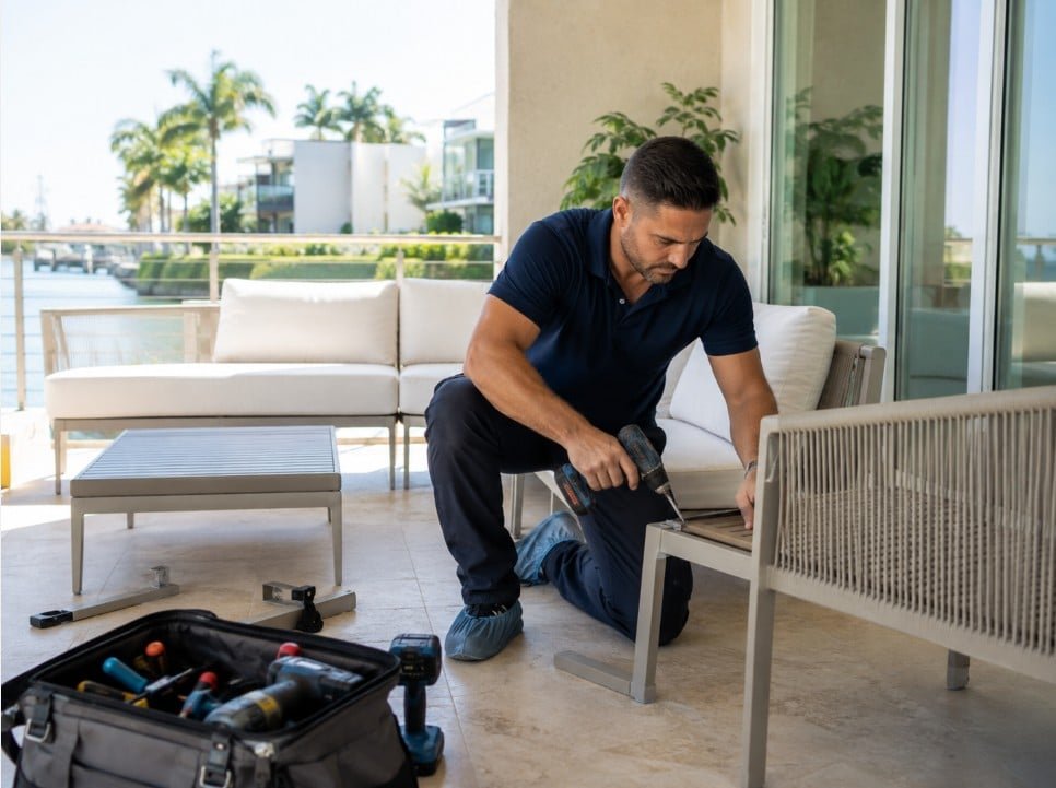Outdoor patio furniture assembly in South Florida