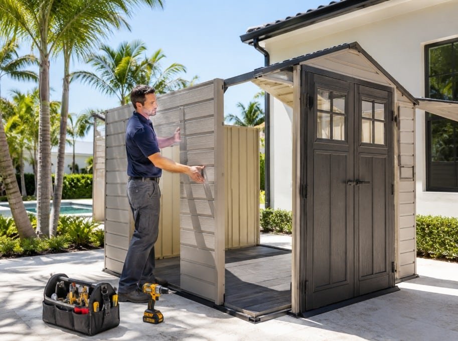Outdoor storage shed assembly service in South Florida